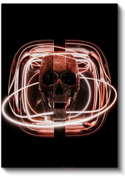 Neon Kafatası - Modern Işık Sanatı Kanvas Tablo fiyatları