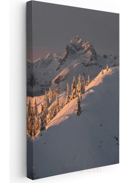 Karlı Zirve - Gün Batımında Işıldayan Kış Manzarası Kanvas Tablo modelleri