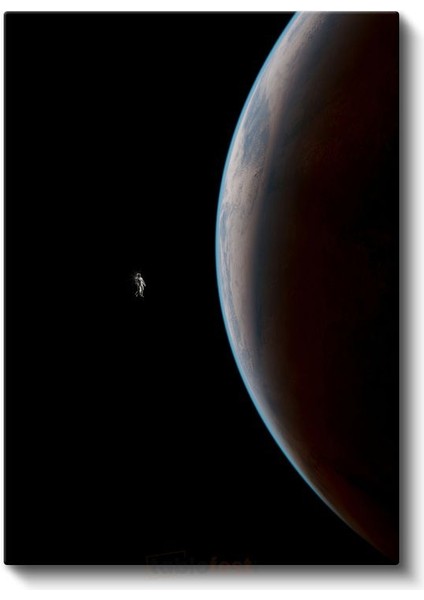 Uzay Yolculuğu - Gezegen Manzarasında Astronot Silueti Kanvas Tablo fiyatları