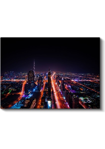 Dubai Gece Manzarası - Işıklar Şehri Kanvas Tablo fiyatları