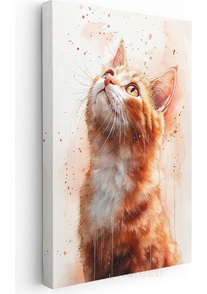 Meraklı Kedi - Yukarı Bakan Turuncu Tüylü Dost Kanvas Tablo modelleri