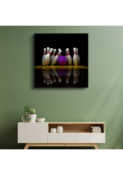 Bowling - Mor Top ve Beyaz Lobutlar Kanvas Tablo