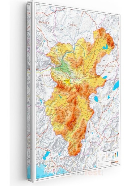 Denizli - Fiziki Haritası Kanvas Tablo modelleri