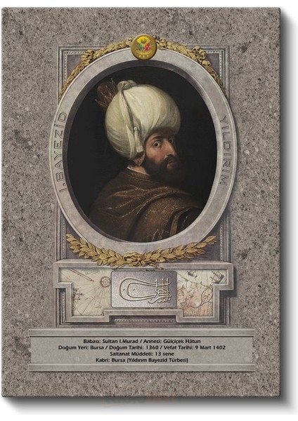 Osmanlı Padişahları - Sultan I. Murad Han Portresi Kanvas Tablo fiyatları