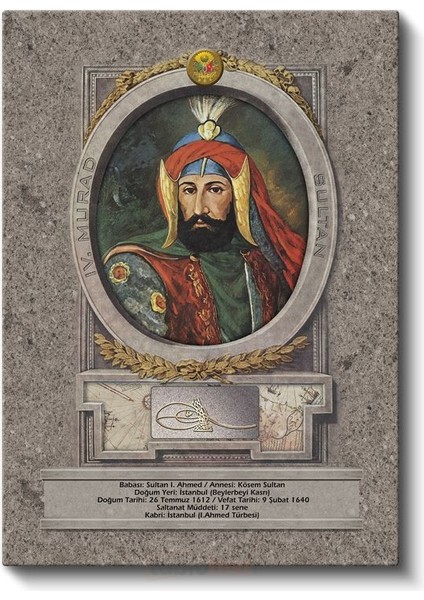 Osmanlı Padişahları - Sultan I. Ahmed Portresi Kanvas Tablo fiyatları