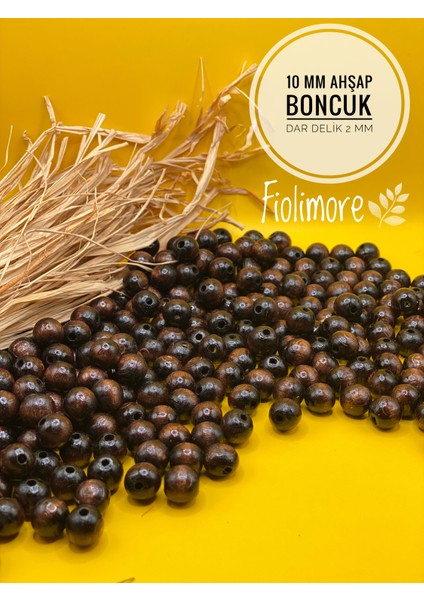 10 mm Ham Ahşap Boncuk (50 Gram 110 Adet) Dar Delik Çapı 2 mm Makrome Çanta Bileklik Takı Renkli