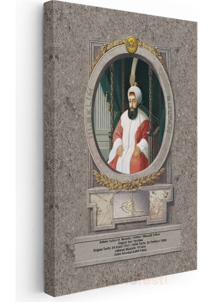 Osmanlı Padişahları - Sultan Iıı. Mustafa Portresi Kanvas Tablo modelleri