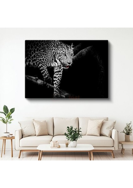 Karanlıktaki Leopar - Gece Avcısı Yırtıcı Kedi Kanvas Tablo