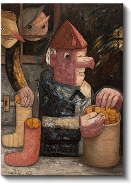 Tadeusz Makowski - Figüratif Sürrealist Kompozisyon Kanvas Tablo fiyatları