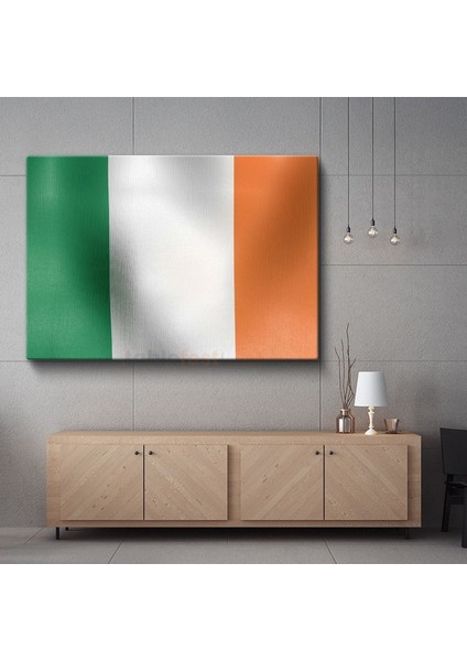 Irlanda Bayrağı - Dalgalı Görünüm Kanvas Tablo