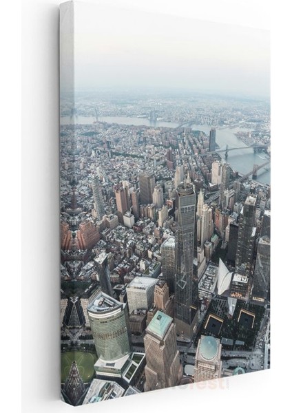 Manhattan Silueti - Kuşbakışı Metropol Manzarası Kanvas Tablo modelleri