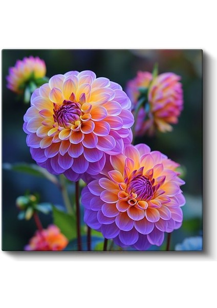 Yıldız Çiçeği - Canlı Renkli Dahlia Portresi Kanvas Tablo fiyatları