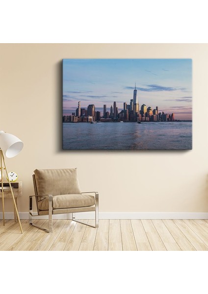 New York Silueti - Gün Batımında Gökdelenler Kanvas Tablo