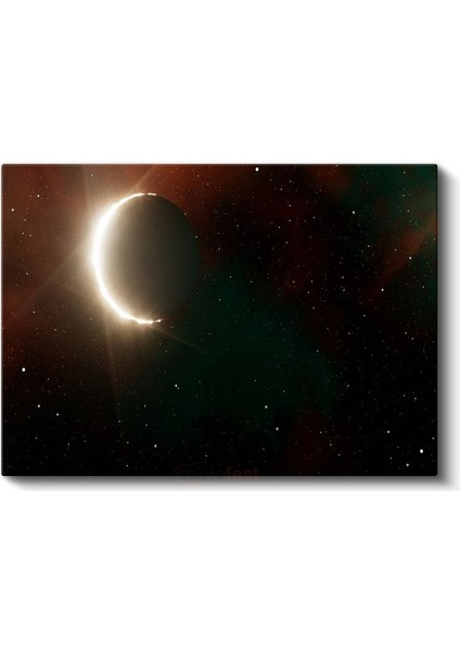 Kozmik Tutulma - Yıldızlar Arasında Parlayan Hilal Kanvas Tablo fiyatları