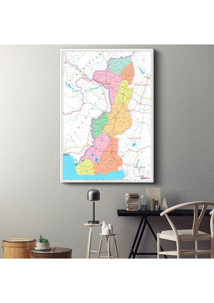 Edirne - Il Haritası Kanvas Tablo