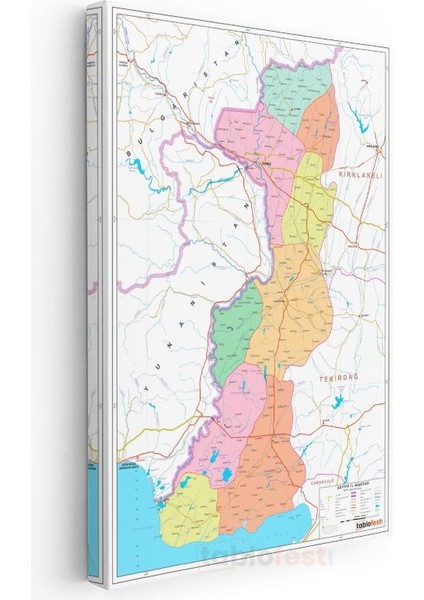 Edirne - Il Haritası Kanvas Tablo modelleri