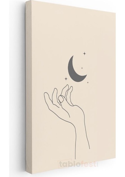 Ay Tutulumu - Minimalist El Çizimi Kanvas Tablo modelleri