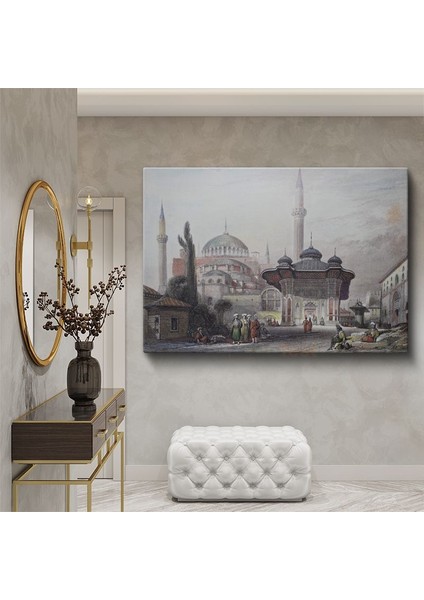 Ayasofya Camii - Osmanlı Döneminde Ihtişamlı Görünüm Kanvas Tablo