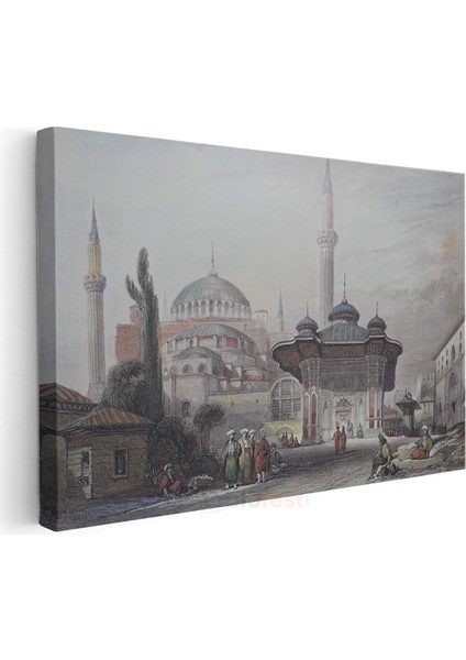 Ayasofya Camii - Osmanlı Döneminde Ihtişamlı Görünüm Kanvas Tablo modelleri