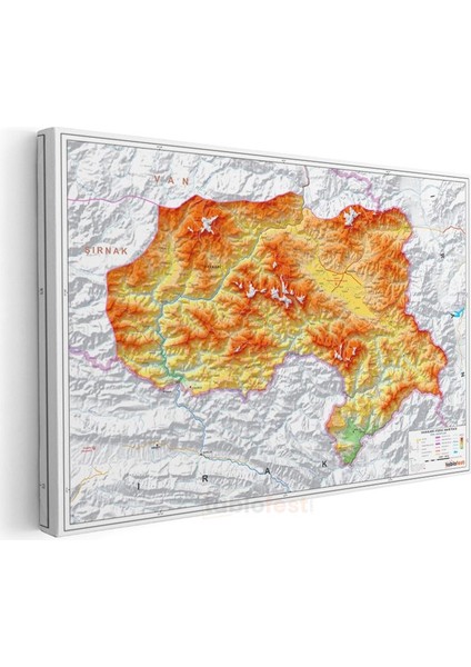 Hakkari - Fiziki Haritası Kanvas Tablo modelleri