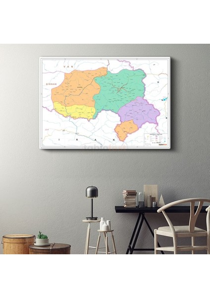 Hakkari - Il Haritası Kanvas Tablo