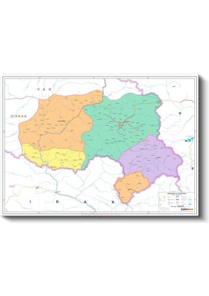 Hakkari - Il Haritası Kanvas Tablo fiyatları