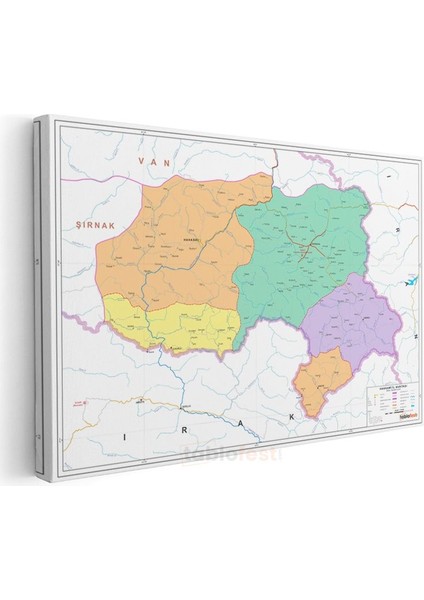 Hakkari - Il Haritası Kanvas Tablo modelleri