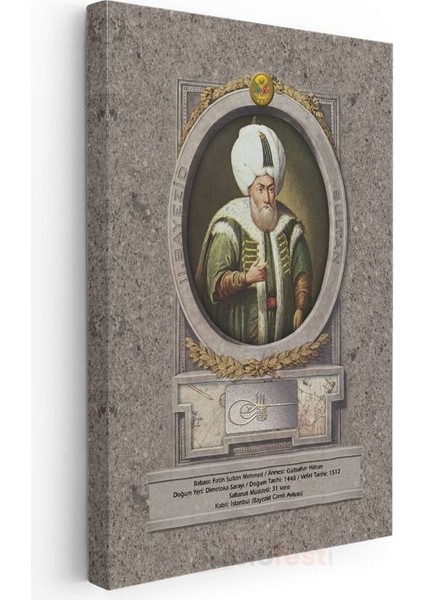 Osmanlı Padişahları - Fatih Sultan Mehmed Portresi Kanvas Tablo modelleri