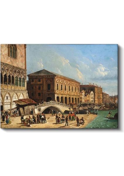 Canaletto - Venedik Rialto Köprüsü Kanvas Tablo fiyatları