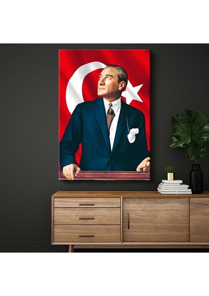 Kalpak ve Kravatlı Atatürk - Resmi Portre Kanvas Tablo