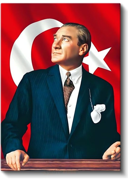 Kalpak ve Kravatlı Atatürk - Resmi Portre Kanvas Tablo fiyatları