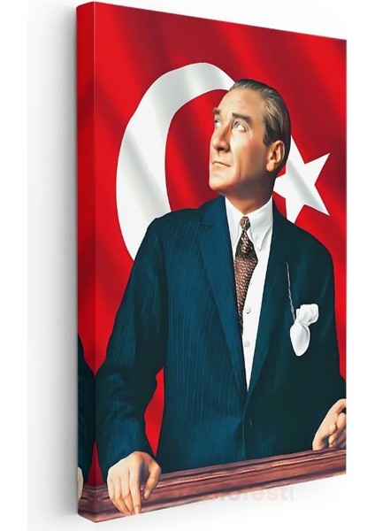 Kalpak ve Kravatlı Atatürk - Resmi Portre Kanvas Tablo modelleri