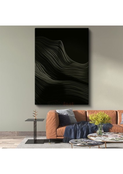 Gece Dalgaları - Ince Çizgilerle Oluşturulmuş Minimalist Kanvas Tablo
