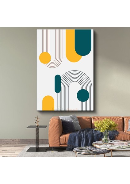 Geometrik Ritim - Modern Çizgi ve Daire Kompozisyonu Kanvas Tablo