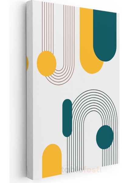 Geometrik Ritim - Modern Çizgi ve Daire Kompozisyonu Kanvas Tablo modelleri