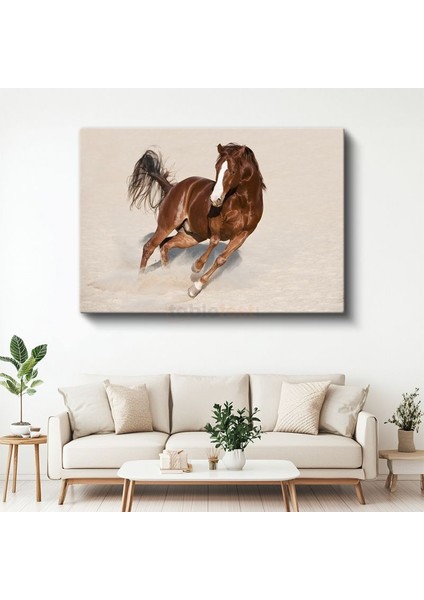 Koşan Arap Atı - Kumda Özgür Ruh Kanvas Tablo