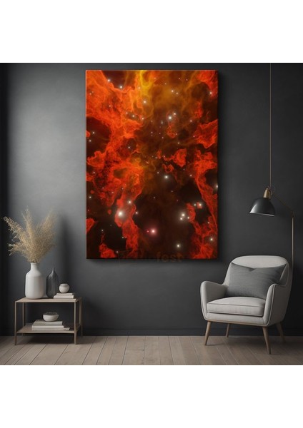 Kozmik Nebula - Kızıl Yıldız Tozları ve Uzayın Derinlikleri Kanvas Tablo