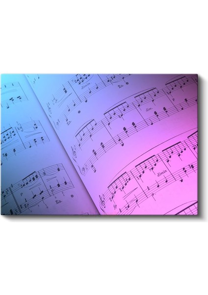 Müzik Notaları - Mavi Pembe Melodi Kanvas Tablo fiyatları