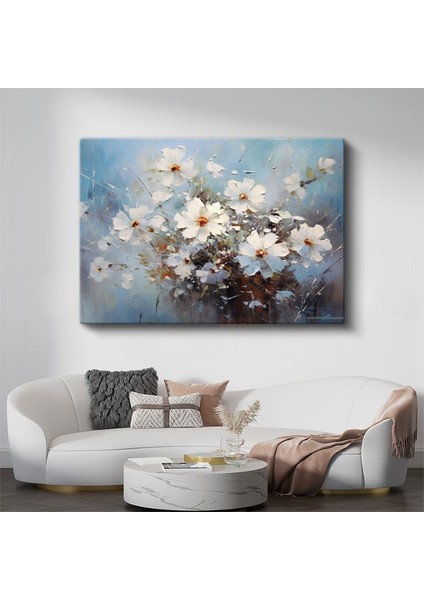 Kır Çiçekleri - Altın Işıklı Çayır Manzarası Kanvas Tablo