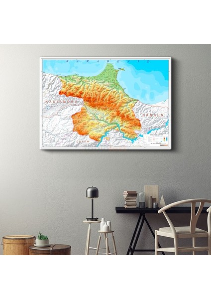 Sinop - Fiziki Haritası Kanvas Tablo