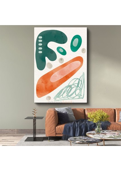 Organik Diyalog - Çizgisel Detaylı Soyut Kanvas Tablo