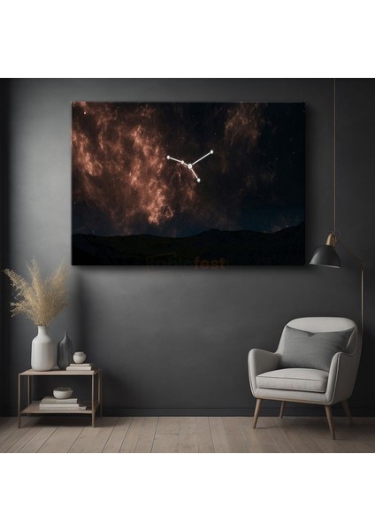 Yıldız Takımı - Gece Gökyüzünde Kozmik Bulutlar ve Yıldızlar Kanvas Tablo
