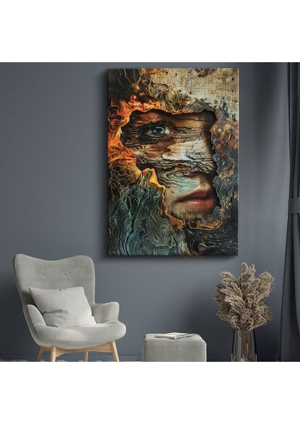 Elementlerin Yüzü - Doğanın Dokusunda Gizlenen Portre Kanvas Tablo