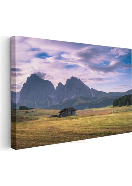 Dağ Çayırı - Yalnız Kulübe ve Ihtişamlı Zirveler Kanvas Tablo modelleri