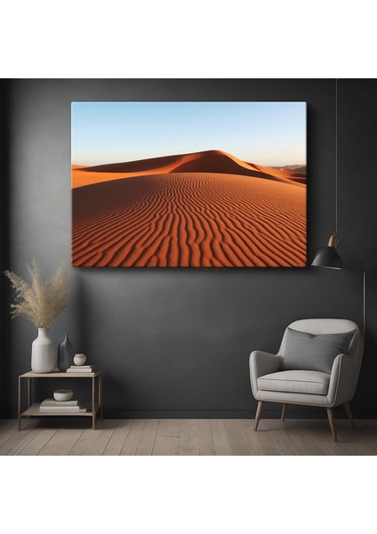 Çöl Kumları - Gün Batımında Kızıla Bürünen Kum Tepeleri Kanvas Tablo