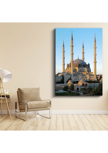 Selimiye Camii - Altın Işıkta Dört Minare Kanvas Tablo