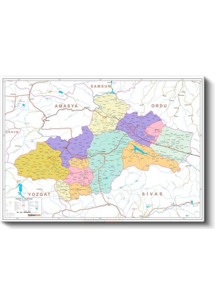 Tokat - Il Haritası Kanvas Tablo fiyatları