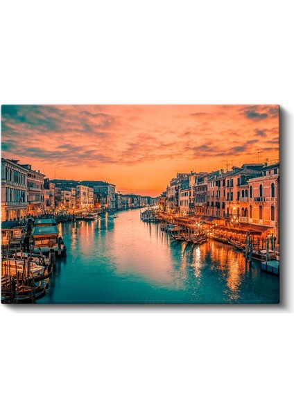 Venedik Kanalları - Gün Batımı Işıkları Kanvas Tablo fiyatları