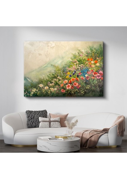 Kiraz Çiçekleri - Sulu Boya Efektli Bahar Dalları Kanvas Tablo