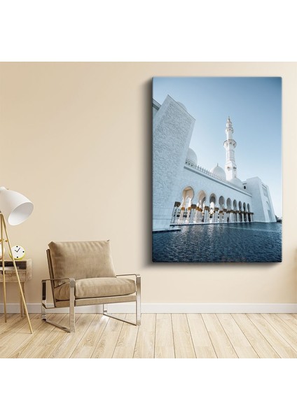 Şeyh Zayed Camii - Beyaz Mermerin Zarafeti Kanvas Tablo